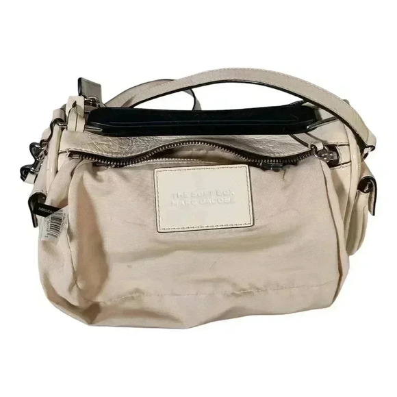Marc Jacobs The Soft Box Satchel Top Handle Crossbody Ivory Leather Medium - Picture 11 of 12
